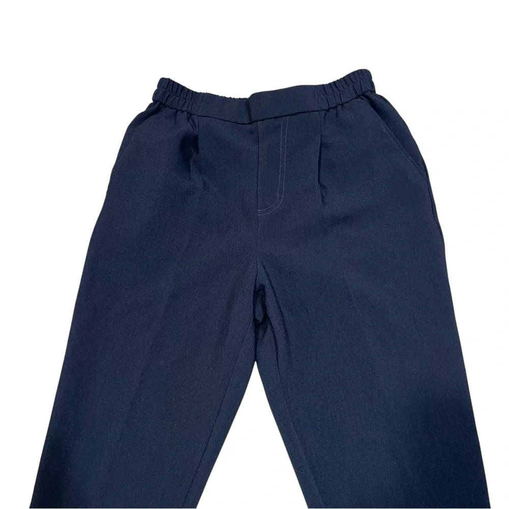 Anthropologie Navy Blue Copley Tapered Leg Pleated Trouser Pants size XS